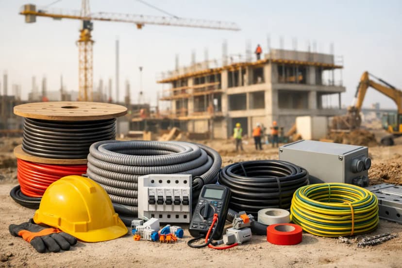 توريد مستلزمات الكهرباء لمواقع الإنشاء